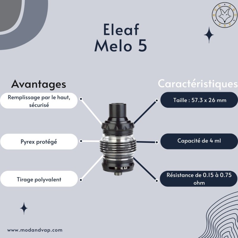 Clearomiseur Melo 5 Eleaf - Mod and vap